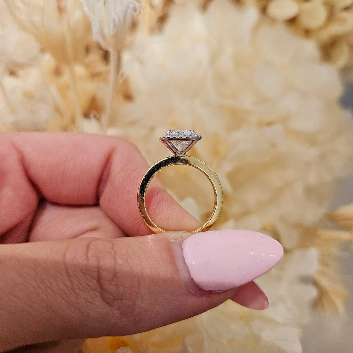 2.03ct Radiant Cut Lab Grown Custom Halo Design Two - tone - Michael Arthur Diamonds