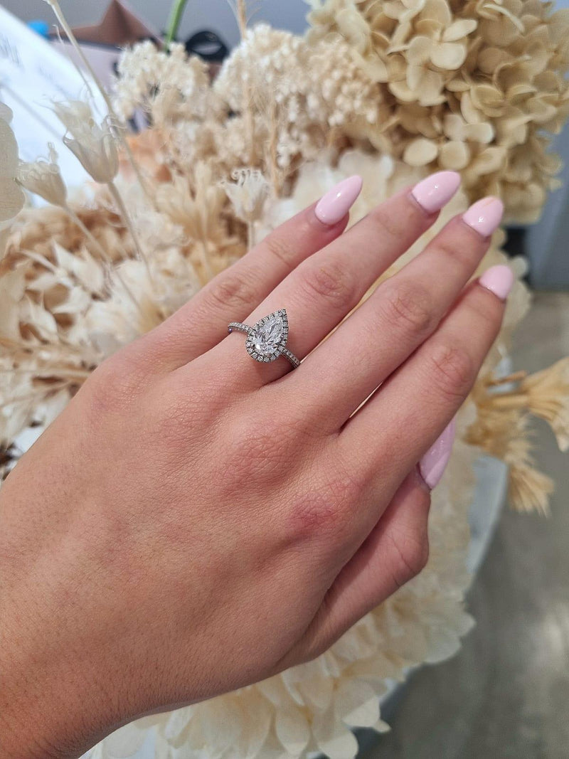 1.21ct Pear Cut Natural Grown Custom Gabrielle Design Platinum