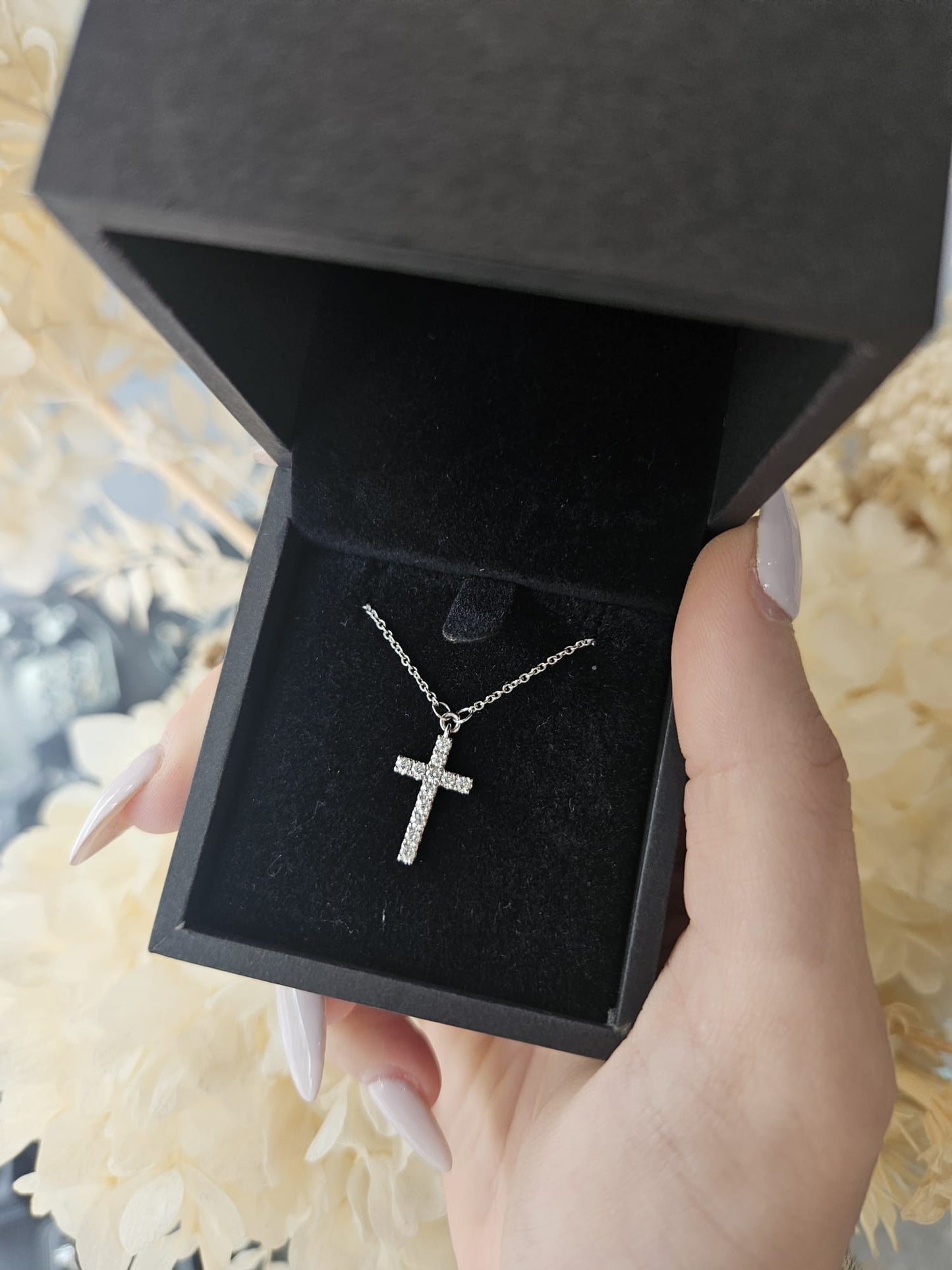 White Gold Diamond Cross Pendant