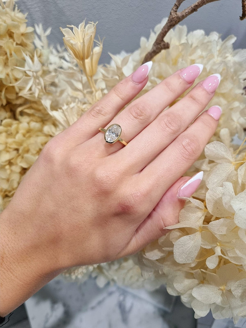 2.04ct Oval Cut Lab Grown ESTELLE Design Yellow Gold