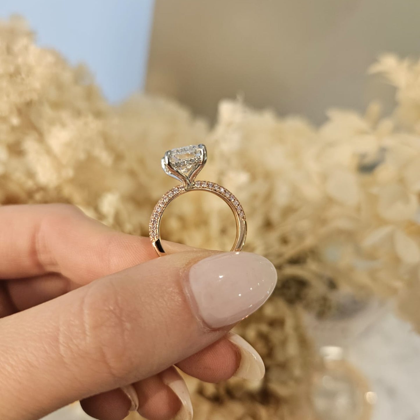 4.05ct Radiant Cut Lab Grown Alessandra Design Two-tone