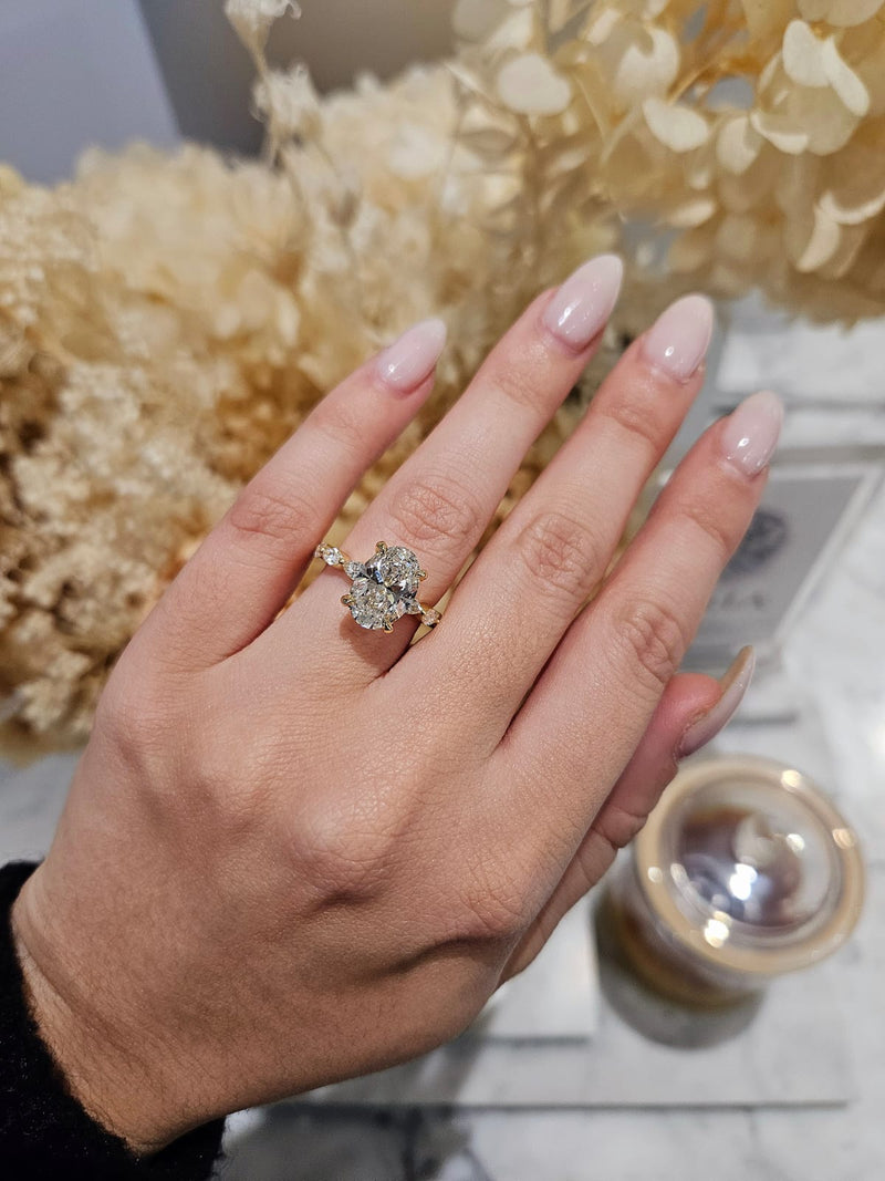 3.02ct Oval Cut Lab Grown Electra Design Yellow Gold