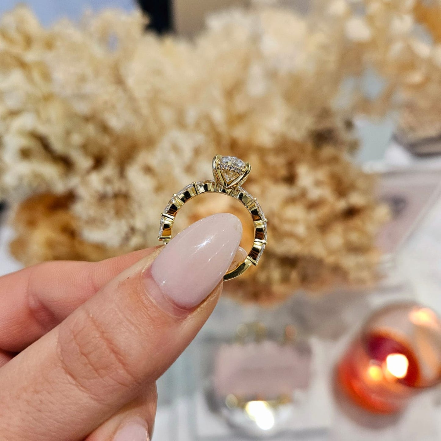 2.57ct Oval Cut Lab Grown Maddie Design Yellow Gold