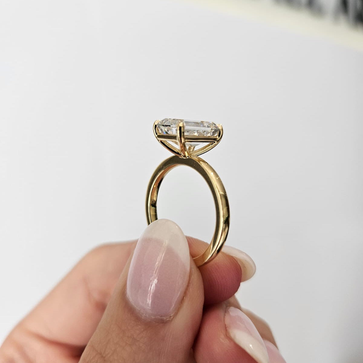 3.52ct Emerald Cut Lab Grown Natalia Design Yellow Gold