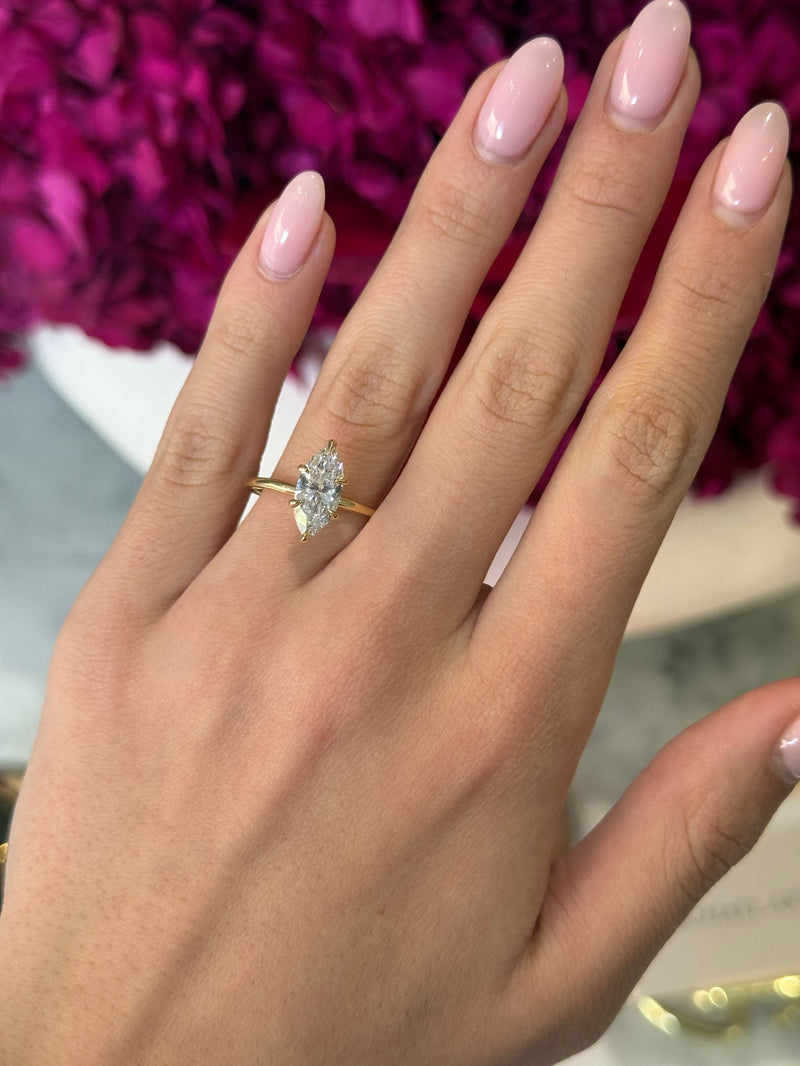 1.70 Marquise Cut Natural Grown Henri Design Yellow Gold