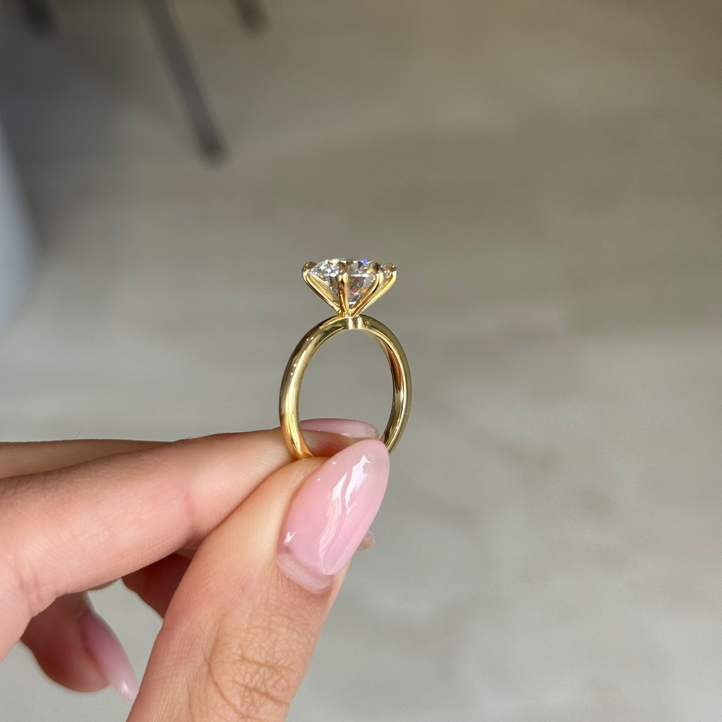 3.55ct Round Cut Lab Grown Henri Design Yellow Gold