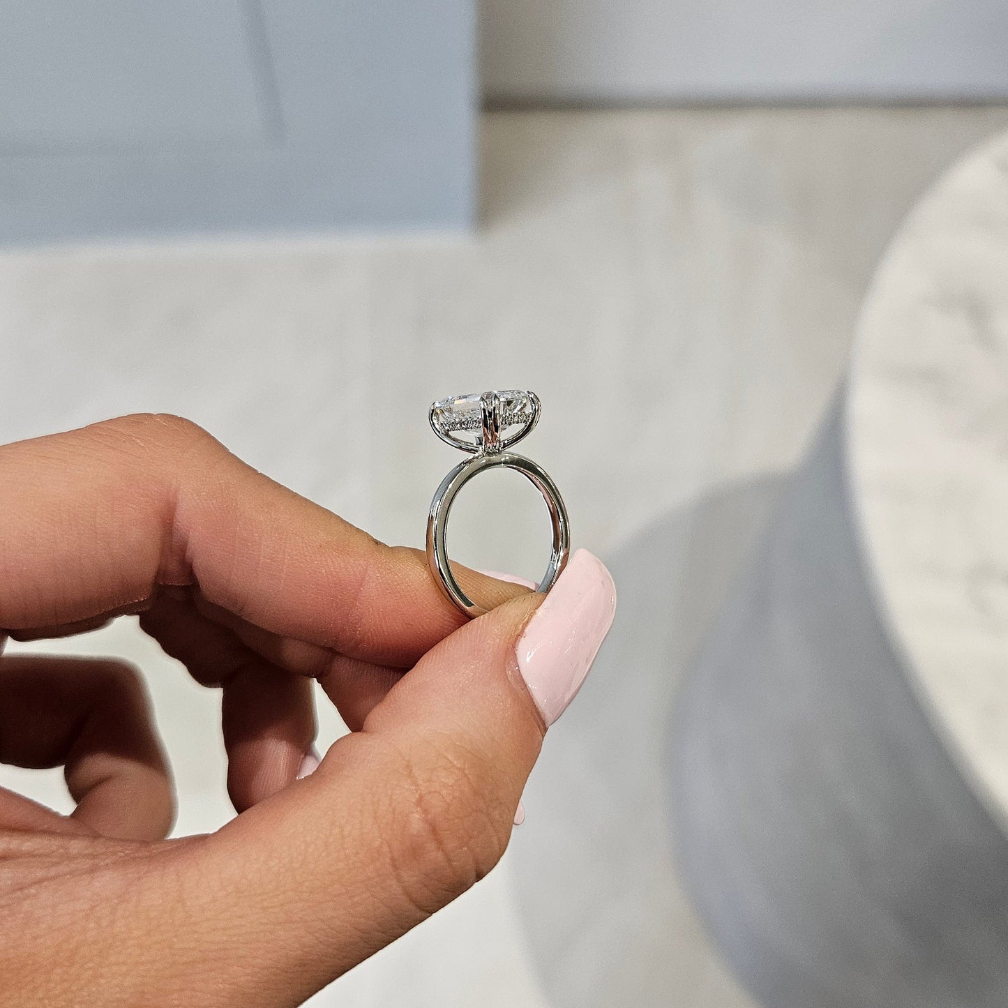 4.05ct Emerald Cut Lab Grown Double-Claw Audrey Design Platinum