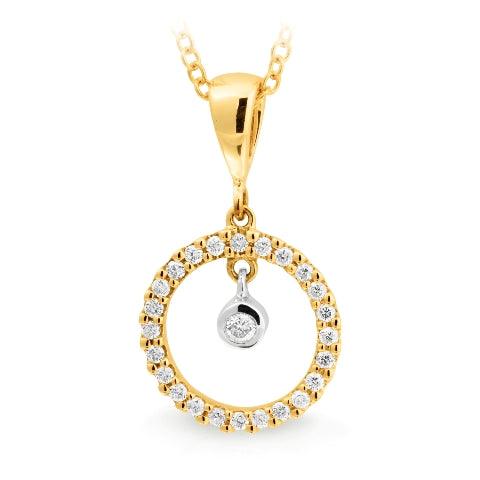 Circle Hoop Bezel/Claw Set Drop Pendant