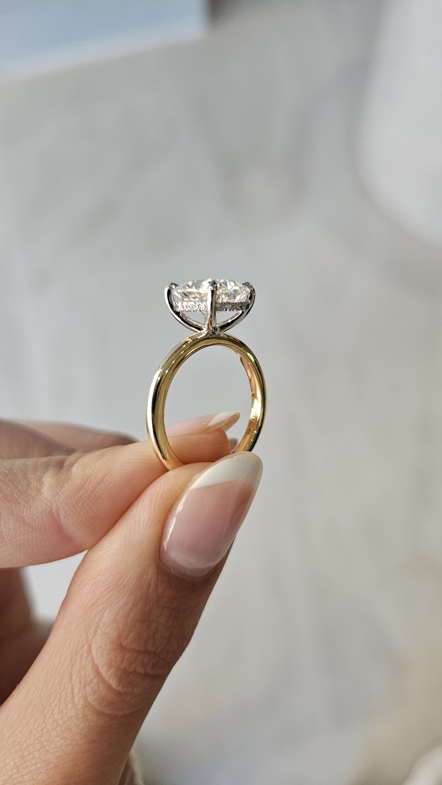 3.02ct Cushion Cut Lab Grown Audrey Design Two - tone