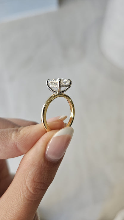 3.02ct Cushion Cut Lab Grown Audrey Design Two - tone