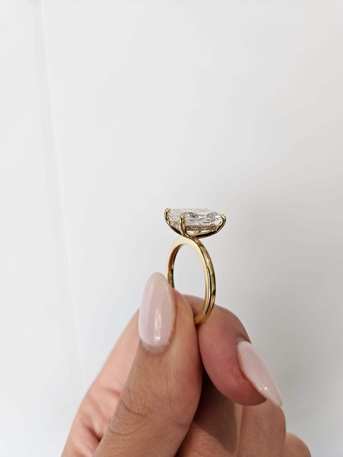 3.55ct Radiant Cut Lab Grown Audrey Design Yellow Gold