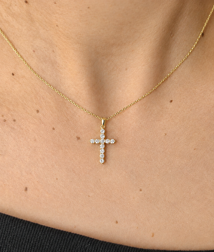 Medium Yellow Gold Diamond Cross