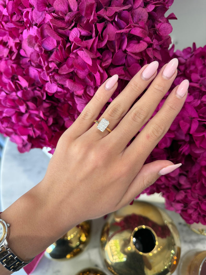 2.57ct Radiant Cut Lab Grown Bella Design Yellow Gold