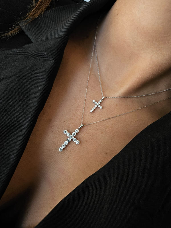 Medium White Gold Diamond Cross