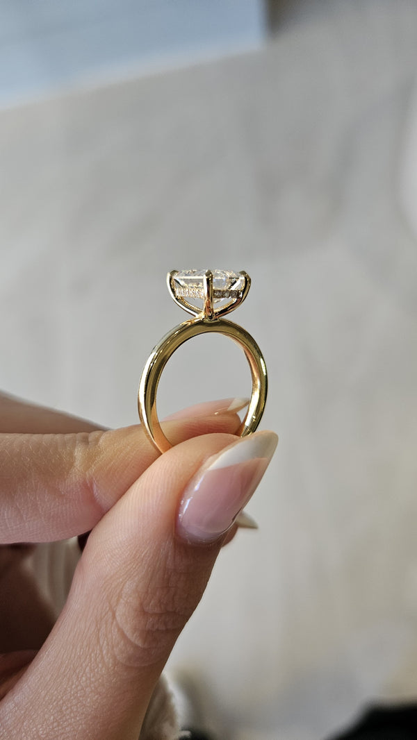 2.59ct Emerald Cut Lab Grown Audrey Design Yellow Gold