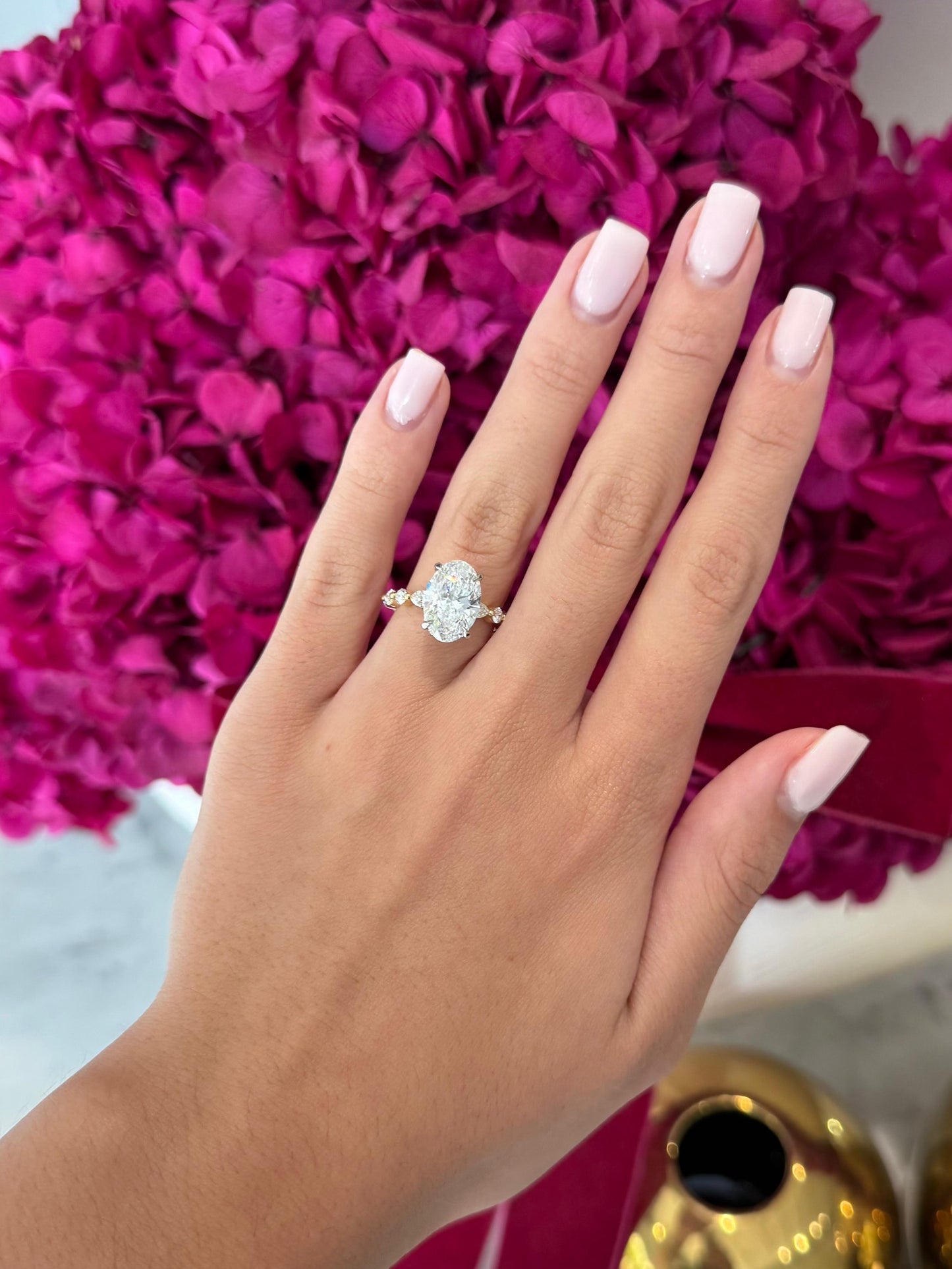 3.54ct Oval Cut Lab Grown Custom Ivy Design Two-tone