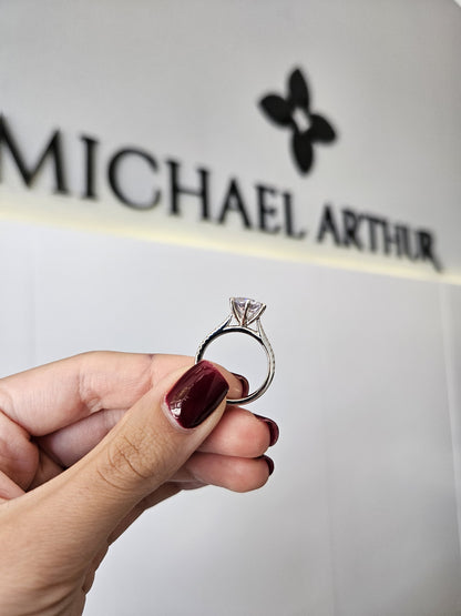 2.23ct Round Cut Lab Grown 6-Claw Custom Jasmine Design Platinum