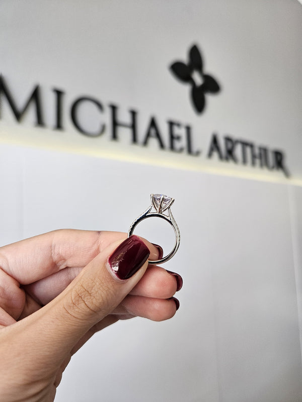 2.23ct Round Cut Lab Grown 6-Claw Custom Jasmine Design Platinum