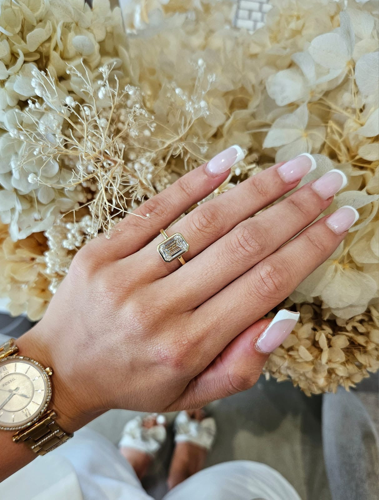 3.09ct Emerald Cut Lab Grown ESTELLE Design Yellow Gold