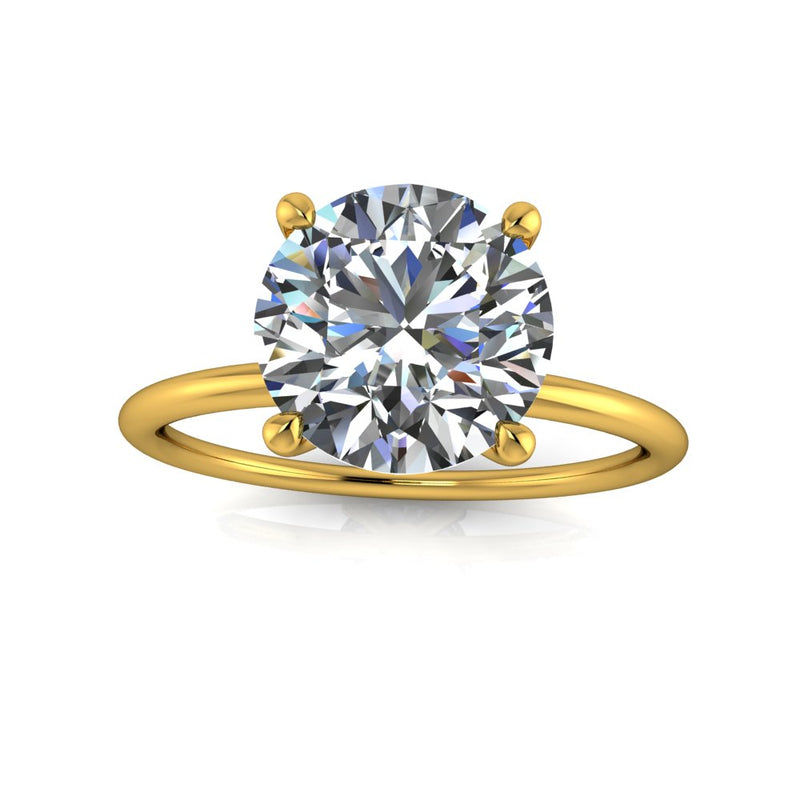 2.04ct Round Cut Lab Grown 4-claw Henri Design Yellow Gold