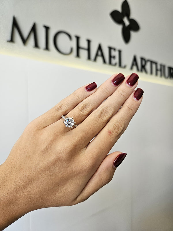 2.23ct Round Cut Lab Grown 6-Claw Custom Jasmine Design Platinum