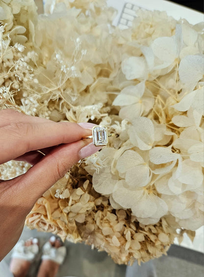 3.09ct Emerald Cut Lab Grown ESTELLE Design Yellow Gold