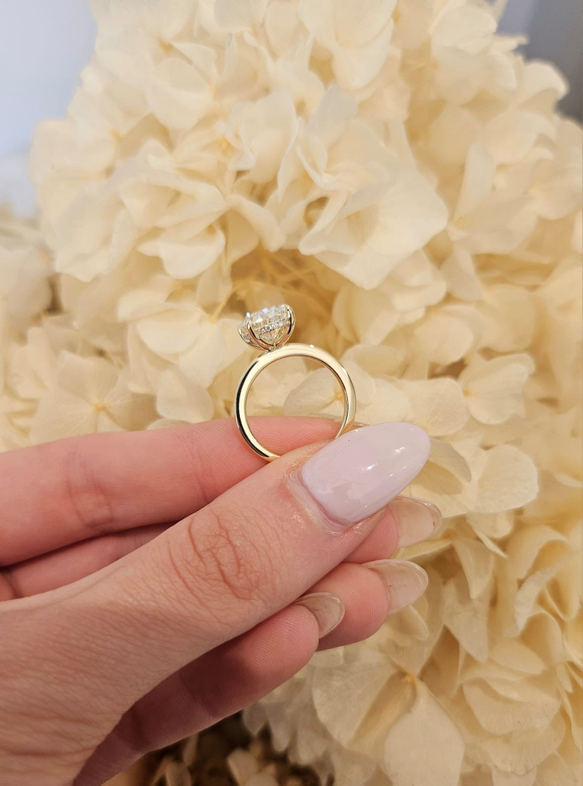 4.01ct Oval Cut Lab Grown Audrey Design Yellow Gold