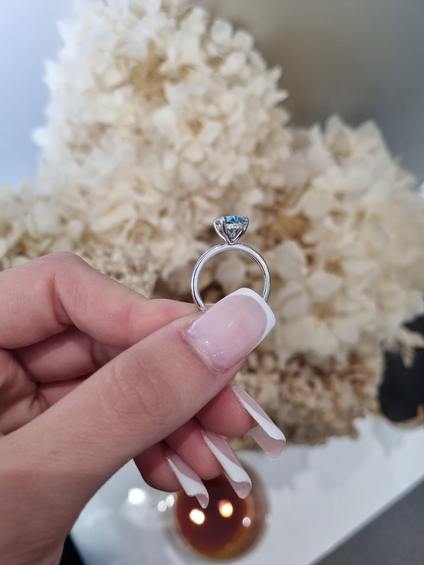 2.01ct Oval Blue Diamond Lab Grown Audrey Design Platinum