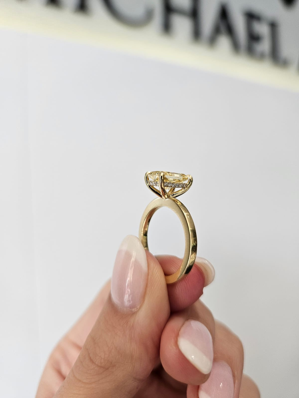 2.02ct Yellow Diamond Radiant Cut Lab Audrey Design