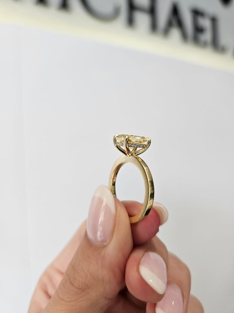 2.02ct Radiant Cut Lab Grown Audrey Design Yellow Gold