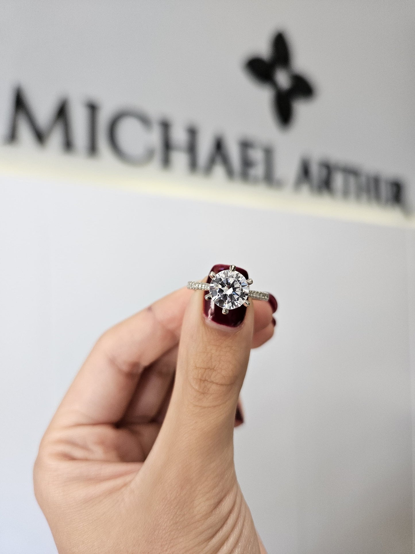 2.23ct Round Cut Lab Grown 6-Claw Custom Jasmine Design Platinum