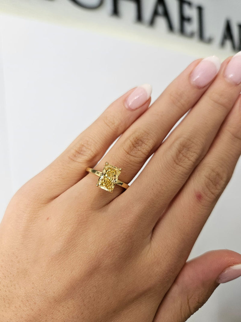 2.02ct Radiant Cut Lab Grown Audrey Design Yellow Gold