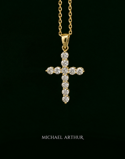Medium Yellow Gold Diamond Cross