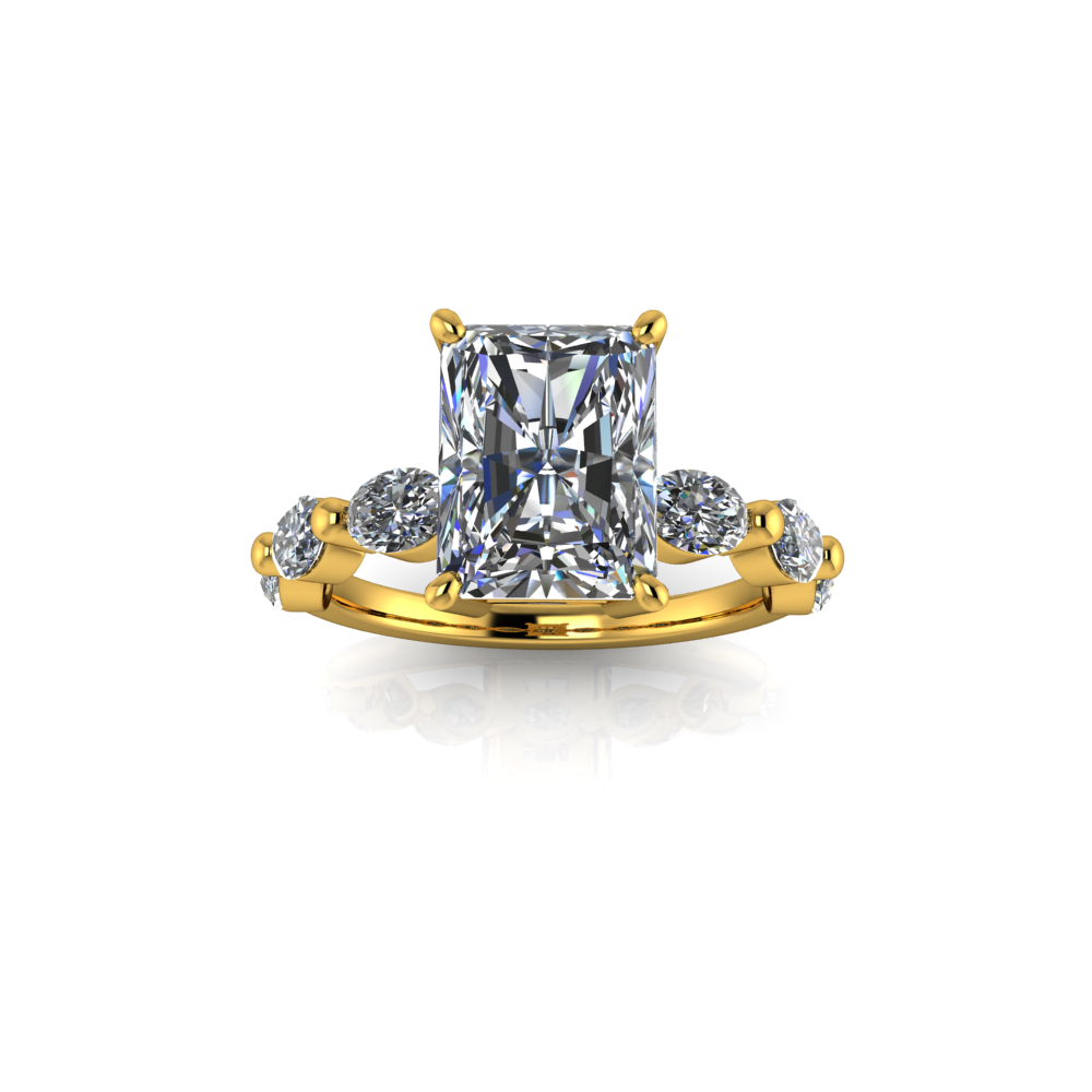3.01ct Radiant Cut Lab Grown Electra Design Yellow Gold