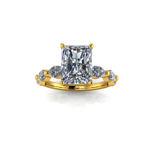 3.08ct Radiant Cut Lab Grown Electra Design Yellow Gold