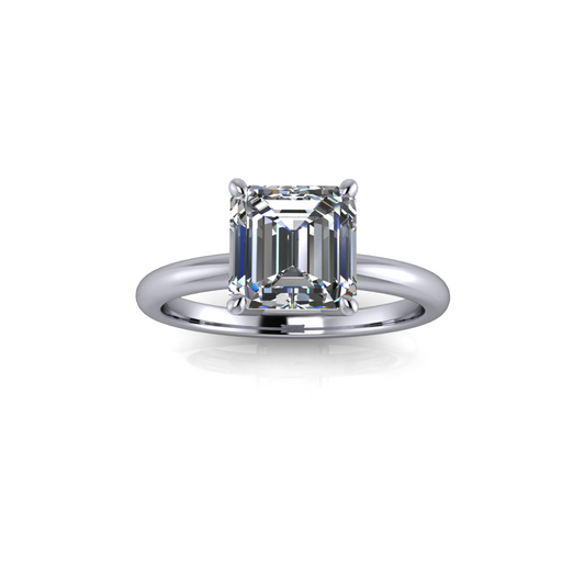 3.09ct Asscher Cut Lab Grown Audrey Design Platinum