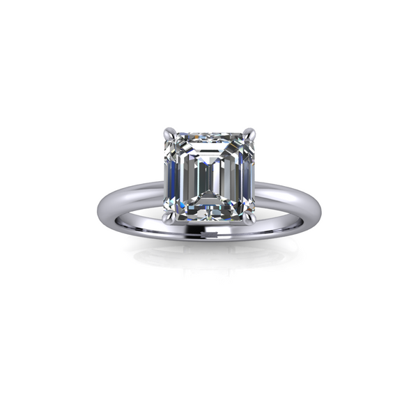 3.09ct Asscher Cut Lab Grown Audrey Design Platinum