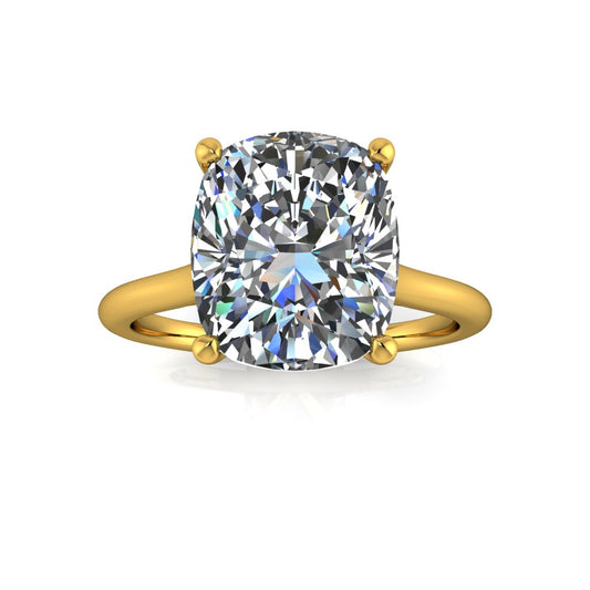 5.01ct Cushion Cut Lab Grown Bella Design Yellow Gold