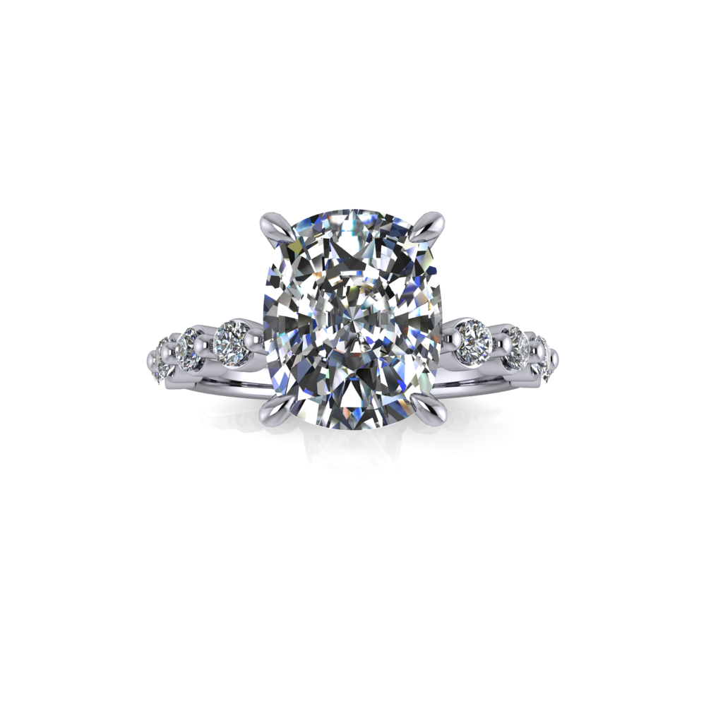3.56ct Cushion Cut Lab Grown Aurora Design Platinum
