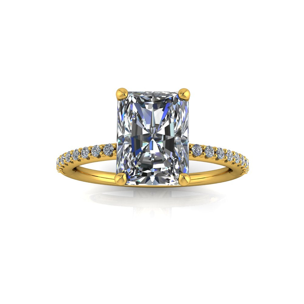 1.52ct Radiant Cut Lab Grown Bassano Design Yellow Gold