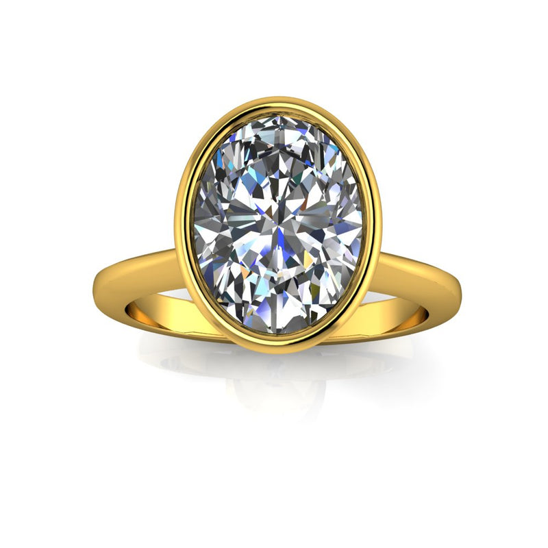 2.04ct Oval Cut Lab Grown Bezel Design Yellow Gold