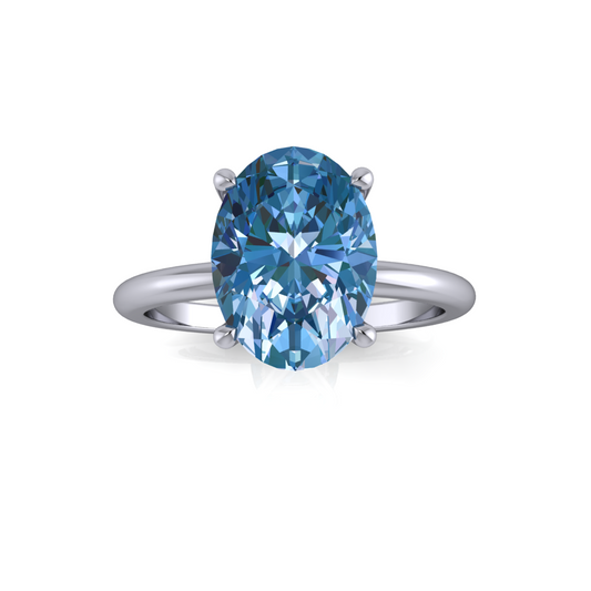 2.01ct Oval Blue Diamond Lab Grown Audrey Design Platinum