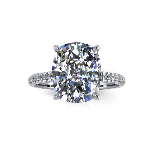 4.01ct Cushion Cut Lab Grown Custom Clara Design Platinum