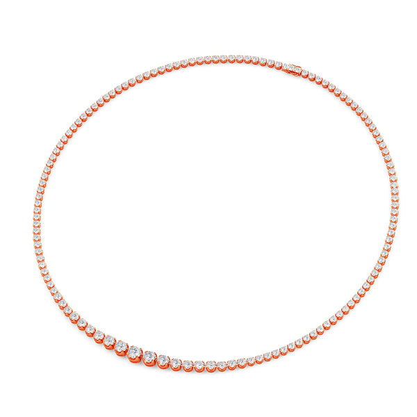 Graduated Diamond Tennis Necklace rose gold