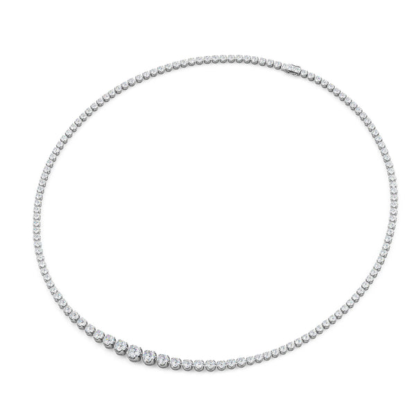 Graduated Diamond Tennis Necklace white