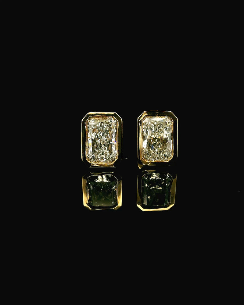 Bezel Set Radiant Cut Lab Grown Earrings