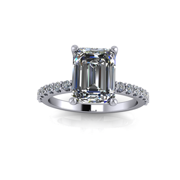 2.58ct Emerald Cut Lab Grown Bassano Design Platinum