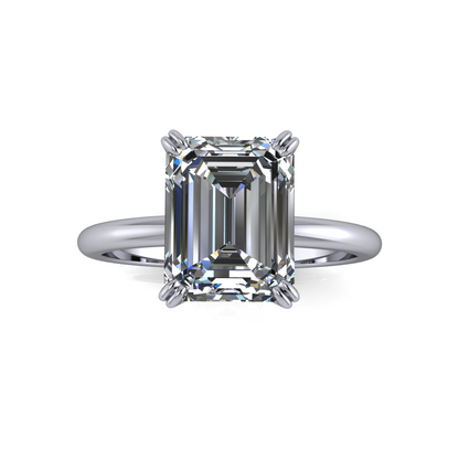 4.05ct Emerald Cut Lab Grown Double-Claw Audrey Design Platinum