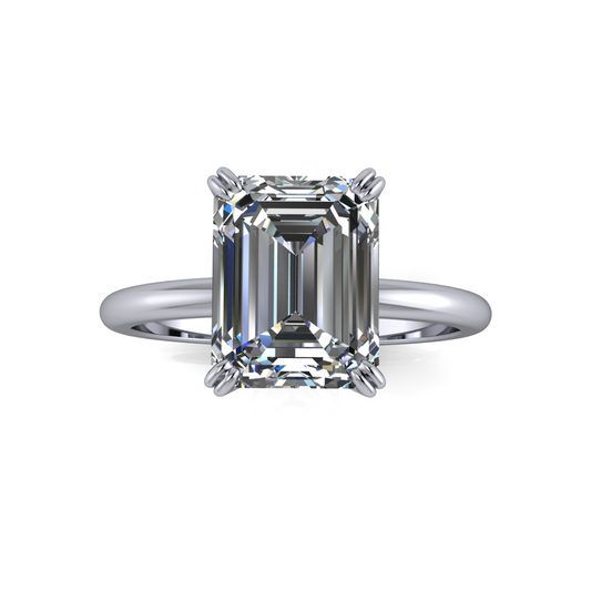 4.05ct Emerald Cut Lab Grown Double-Claw Audrey Design Platinum