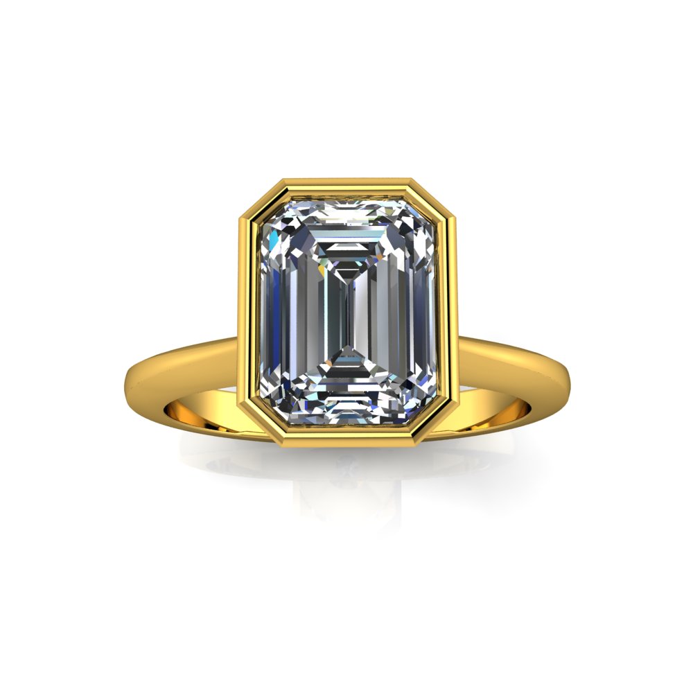 3.09ct Emerald Cut Lab Grown ESTELLE Design Yellow Gold